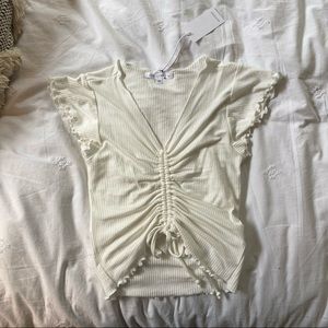 White cinched crop top